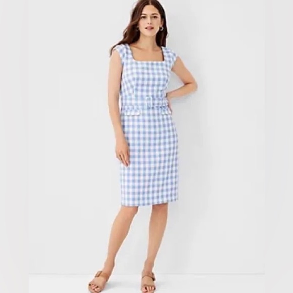 Ann Taylor 12 Tall checkered tweed capped sleeve dress, Worn once EUC